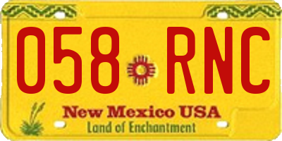 NM license plate 058RNC