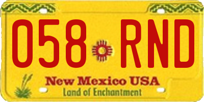 NM license plate 058RND