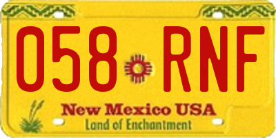 NM license plate 058RNF