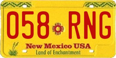 NM license plate 058RNG