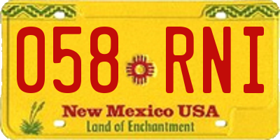 NM license plate 058RNI