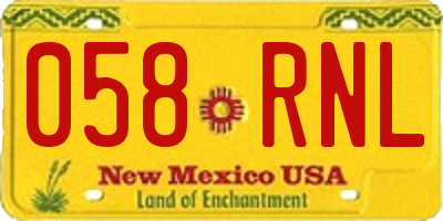 NM license plate 058RNL