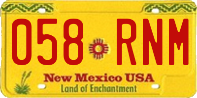 NM license plate 058RNM