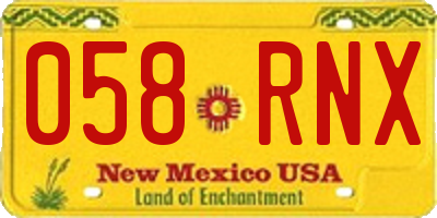 NM license plate 058RNX