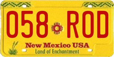 NM license plate 058ROD