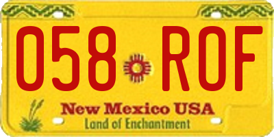 NM license plate 058ROF