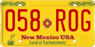 NM license plate 058ROG