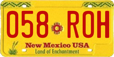 NM license plate 058ROH