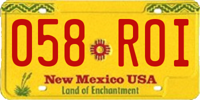 NM license plate 058ROI