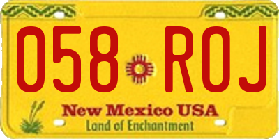 NM license plate 058ROJ