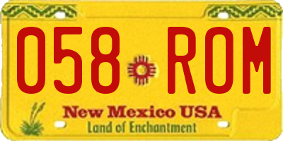 NM license plate 058ROM