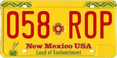 NM license plate 058ROP