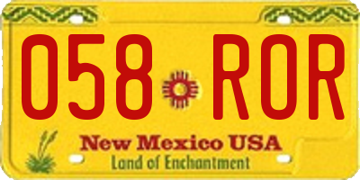 NM license plate 058ROR
