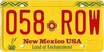 NM license plate 058ROW