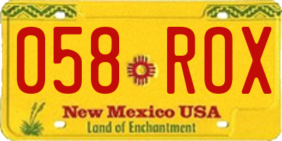 NM license plate 058ROX