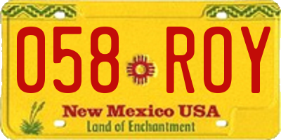 NM license plate 058ROY