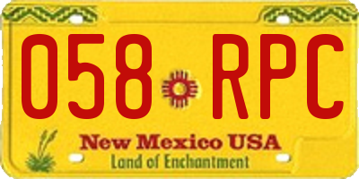 NM license plate 058RPC