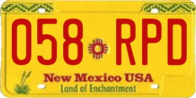 NM license plate 058RPD