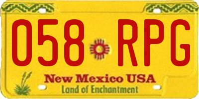 NM license plate 058RPG