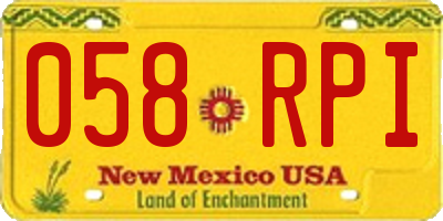 NM license plate 058RPI