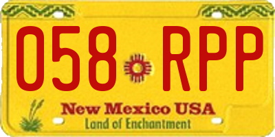 NM license plate 058RPP