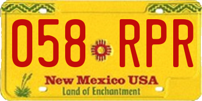 NM license plate 058RPR
