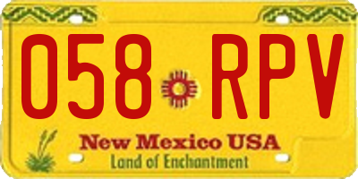 NM license plate 058RPV