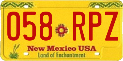 NM license plate 058RPZ