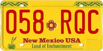 NM license plate 058RQC