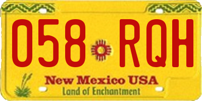 NM license plate 058RQH