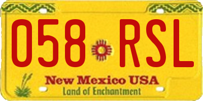 NM license plate 058RSL
