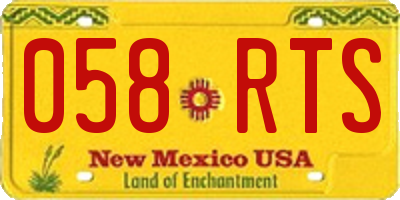NM license plate 058RTS