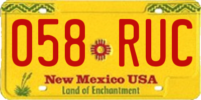 NM license plate 058RUC