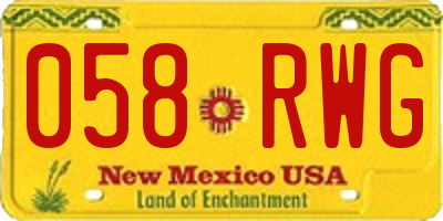 NM license plate 058RWG