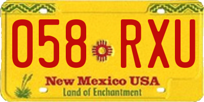 NM license plate 058RXU