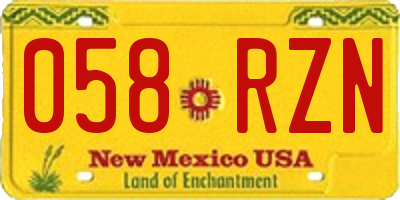 NM license plate 058RZN