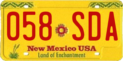 NM license plate 058SDA