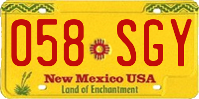 NM license plate 058SGY