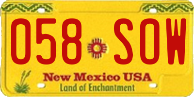 NM license plate 058SOW