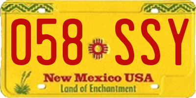 NM license plate 058SSY