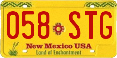 NM license plate 058STG