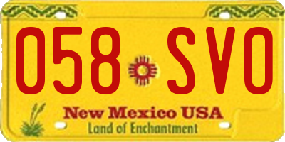 NM license plate 058SVO
