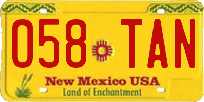 NM license plate 058TAN
