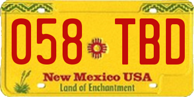 NM license plate 058TBD