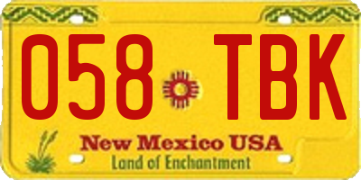 NM license plate 058TBK