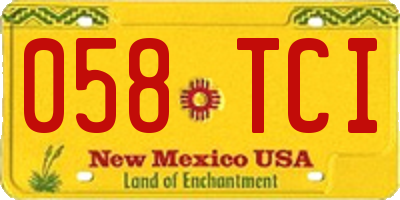 NM license plate 058TCI