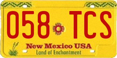 NM license plate 058TCS