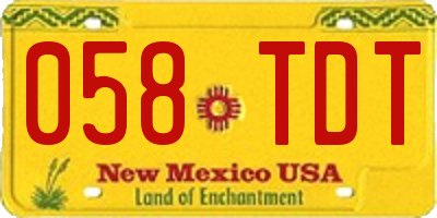 NM license plate 058TDT
