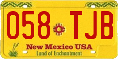 NM license plate 058TJB