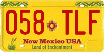 NM license plate 058TLF
